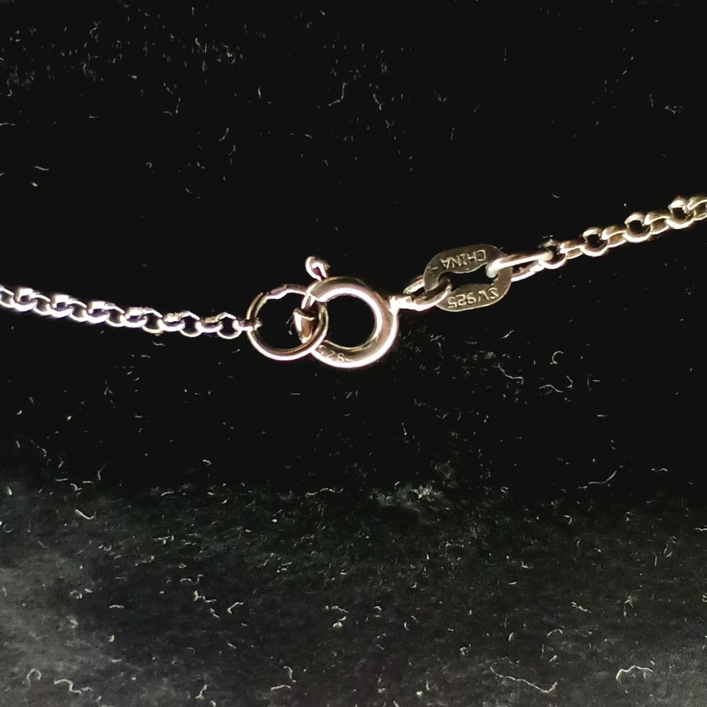 Rhodium Plated/Sterling Silver Round Diamond Simulant Pendant - Picture 6 of 6